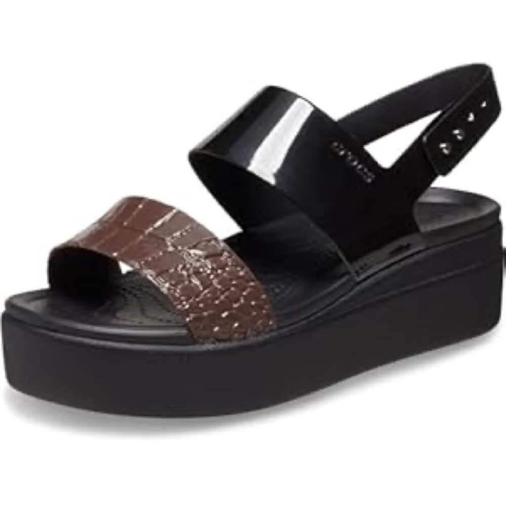 CROCS Black and Brown Platform Sandals